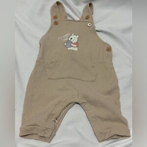 2/$10 Vintage Disney baby Winnie the Pooh beige tan overalls